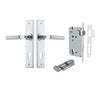 Door Lever Brunswick Chamfered Euro Pair Polished Chrome CTC85mm L120xP59mm BPH240xW50mm Mortice Lock Euro Polished Chrome CTC85mm Backset 60mm, Euro Cylinder Key Thumb 5 Pin Polished Chrome 65mm KA4 in Polished Chrome