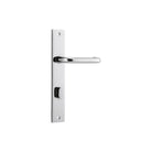 Door Lever Oslo Return Rectangular Privacy Polished Chrome CTC85mm L118xP56mm BPH240xW50mm Privacy Kit, Tube Latch Split Cam 'T' Striker Polished Chrome Backset 60mm, Privacy Bolt Round Bolt Polished Chrome Backset 60mm in Polished Chrome