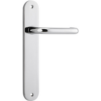 Door Lever Oslo Oval Latch Polished Chrome H230xW40xP57mm in Polished Chrome