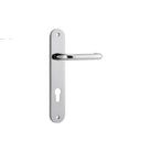 Door Lever Oslo Oval Euro Polished Chrome CTC85mm H230xW40xP57mm in Polished Chrome
