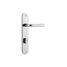 Door Lever Oslo Oval Privacy Polished Chrome CTC85mm H230xW40xP57mm in Polished Chrome