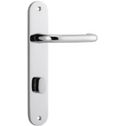 Door Lever Oslo Oval Privacy Polished Chrome CTC85mm H230xW40xP57mm in Polished Chrome