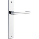 Pair of Iver Baltimore return lever door handles on rectangular backplates, featuring a sleek, modern design in a natural finish.
