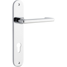 Door Lever Baltimore Return Oval Euro Pair Polished Chrome CTC85mm H240xW40xP58mm in Polished Chrome