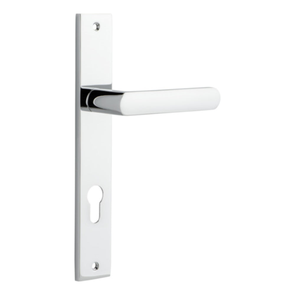 Door Lever Osaka Rectangular Euro Pair Polished Chrome CTC85mm H240xW38xP55mm in Polished Chrome