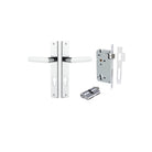 Door Lever Osaka Rectangular Euro Pair Polished Chrome CTC85mm H240xW38xP55mm Entrance Kit, Mortice Lock Euro Polished Chrome CTC85mm Backset 60mm, Euro Cylinder Dual Function 5 Pin Polished Chrome L65mm KA1 in Polished Chrome