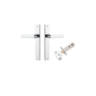 Door Lever Osaka Rectangular Latch Pair Polished Chrome H240xW38xP55mm Passage Kit, Tube Latch Split Cam 'T' Striker Polished Chrome Backset 60mm in Polished Chrome
