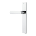Door Lever Osaka Rectangular Latch Left Hand Fixed Polished Chrome L120xP52mm BPH240xW38mm in Polished Chrome