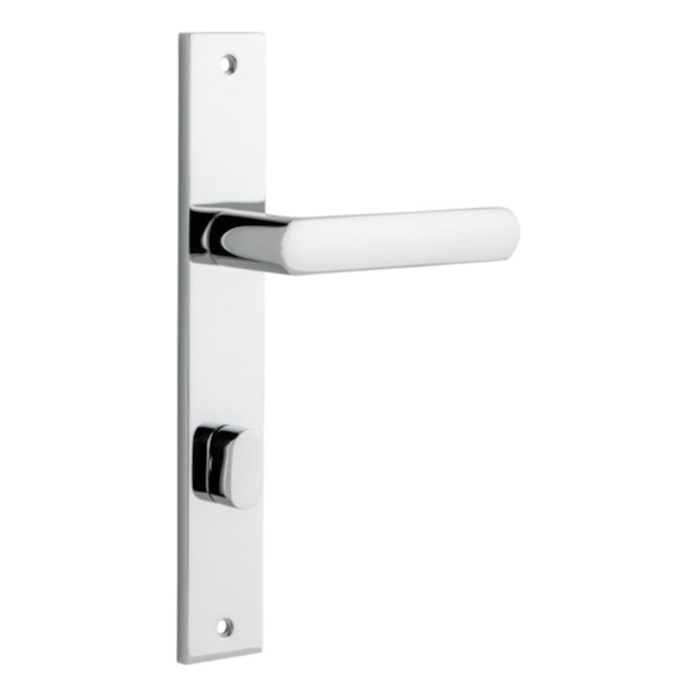 Door Lever Osaka Rectangular Privacy Pair Polished Chrome CTC85mm H240xW38xP55mm in Polished Chrome