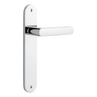Door Lever Osaka Oval Latch Pair Polished Chrome H240xW40xP55mm in Polished Chrome