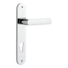 Door Lever Osaka Oval Euro Pair Polished Chrome CTC85mm H240xW40xP55mm in Polished Chrome