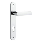 Door Lever Osaka Oval Euro Pair Polished Chrome CTC85mm H240xW40xP55mm in Polished Chrome