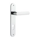 Door Lever Osaka Oval Euro Pair Polished Chrome CTC85mm H240xW40xP55mm in Polished Chrome