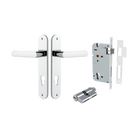 Door Lever Osaka Oval Euro Pair Polished Chrome CTC85mm H240xW40xP55mm Entrance Kit Mortice Lock Euro Polished Chrome CTC85mm Backset 60mm, Euro Cylinder Dual Function 5 Pin Polished Chrome L65mm KA1 in Polished Chrome