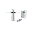 Door Lever Osaka Oval Euro Pair Polished Chrome CTC85mm H240xW40xP55mm Entrance Kit Mortice Lock Euro Polished Chrome CTC85mm Backset 60mm, Euro Cylinder Key Thumb 6 Pin Polished Chrome L70mm KA1 in Polished Chrome