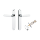 Door Lever Osaka Oval Latch Pair Polished Chrome H240xW40xP55mm Passage Kit Tube Latch Split Cam 'T' Striker Polished Chrome Backset 60mm in Polished Chrome