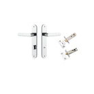 Door Lever Osaka Oval Privacy Pair Polished Chrome CTC85mm H240xW40xP55mm Privacy Kit Tube Latch Split Cam 'T' Striker Polished Chrome Backset 60mm, Privacy Bolt Round Bolt Polished Chrome Backset 60mm in Polished Chrome