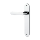 Door Lever Osaka Oval Latch Left Hand Fixed Polished Chrome L120xP52mm BPH240xW40mm in Polished Chrome