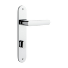 Door Lever Osaka Oval Privacy Pair Polished Chrome CTC85mm H240xW40xP55mm in Polished Chrome