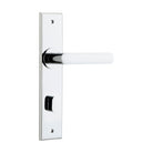 Door Lever Osaka Chamfered Privacy Pair Polished Chrome CTC85mm H240xW50xP55mm in Polished Chrome