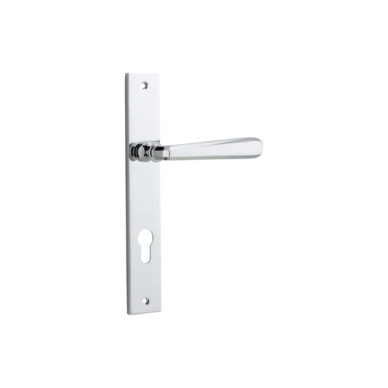 Door Lever Copenhagen Rectangular Euro Pair Polished Chrome CTC85mm H240xW38xP61mm in Polished Chrome