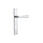Door Lever Copenhagen Rectangular Euro Pair Polished Chrome CTC85mm H240xW38xP61mm in Polished Chrome