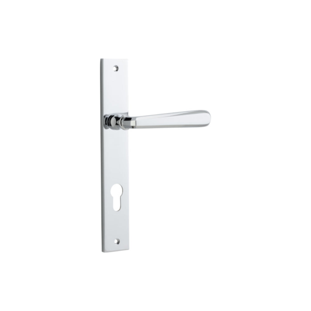 Door Lever Copenhagen Rectangular Euro Pair Polished Chrome CTC85mm H240xW38xP61mm in Polished Chrome