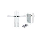 Door Lever Copenhagen Rectangular Euro Pair Polished Chrome CTC85mm H240xW38xP61mm Entrance Kit, Mortice Lock Euro Polished Chrome CTC85mm Backset 60mm, Euro Cylinder Dual Function 5 Pin Polished Chrome L65mm KA1 in Polished Chrome