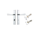 Door Lever Copenhagen Rectangular Privacy Pair Polished Chrome CTC85mm H240xW38xP61mm Inbuilt Privacy Kit, Tube Latch Split Cam 'T' Striker Polished Chrome Backset 60mm, Privacy Bolt Round Bolt Polished Chrome Backset 60mm in Polished Chrome