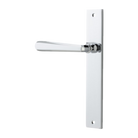Door Lever Copenhagen Rectangular Latch Left Hand Fixed Polished Chrome L120xP57mm BPH240xW38mm in Polished Chrome