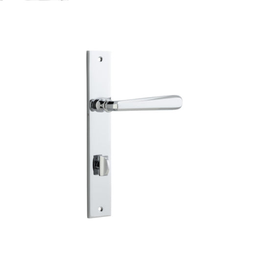 Door Lever Copenhagen Rectangular Privacy Pair Polished Chrome CTC85mm H240xW38xP61mm in Polished Chrome