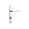Door Lever Copenhagen Rectangular Privacy Pair Polished Chrome CTC85mm H240xW38xP61mm in Polished Chrome