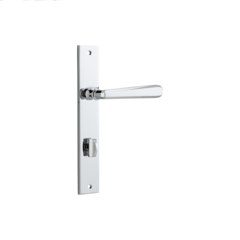 Door Lever Copenhagen Rectangular Privacy Pair Polished Chrome CTC85mm H240xW38xP61mm in Polished Chrome