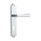 Door Lever Copenhagen Shouldered Euro Pair Polished Chrome CTC85mm H250xW48xP61mm in Polished Chrome