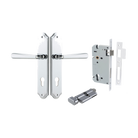 Door Lever Copenhagen Shouldered Euro Pair Polished Chrome CTC85mm H250xW48xP61mm Entrance Kit Mortice Lock Euro Polished Chrome CTC85mm Backset 60mm, Euro Cylinder Key Thumb 6 Pin Polished Chrome L70mm KA1 in Polished Chrome