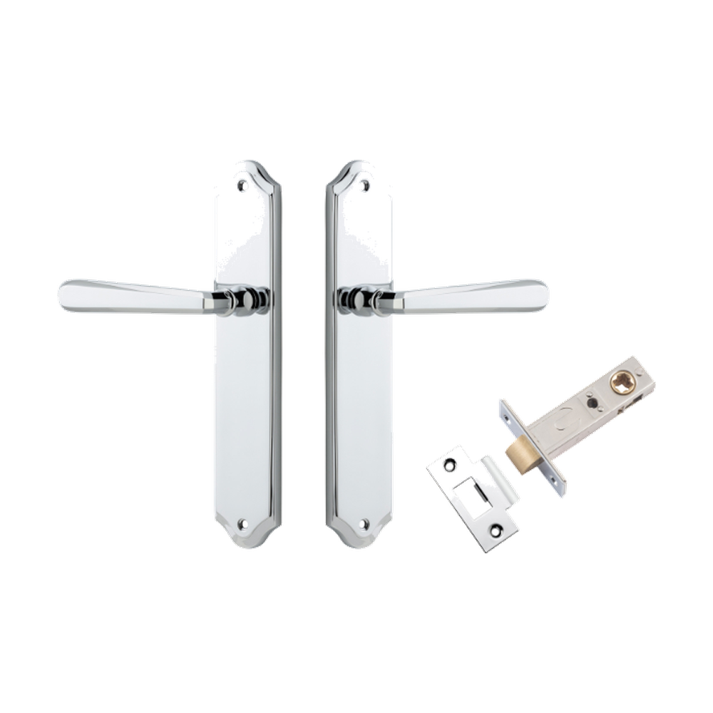 Door Lever Copenhagen Shouldered Latch Pair Polished Chrome H250xW48xP61mm Passage Kit Tube Latch Split Cam 'T' Striker Polished Chrome Backset 60mm in Polished Chrome