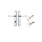 Door Lever Copenhagen Shouldered Privacy Pair Polished Chrome CTC85mm H250xW48xP61mm Inbuilt Privacy Kit Tube Latch Split Cam 'T' Striker Polished Chrome Backset 60mm, Privacy Bolt Round Bolt Polished Chrome Backset 60mm in Polished Chrome