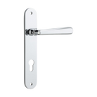Door Lever Copenhagen Oval Euro Pair Polished Chrome CTC85mm H240xW40xP61mm in Polished Chrome