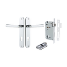 Door Lever Copenhagen Oval Euro Pair Polished Chrome CTC85mm H240xW40xP61mm Entrance Kit Mortice Lock Euro Polished Chrome CTC85mm Backset 60mm, Euro Cylinder Dual Function 5 Pin Polished Chrome L65mm KA1 in Polished Chrome
