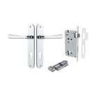 Door Lever Copenhagen Oval Euro Pair Polished Chrome CTC85mm H240xW40xP61mm Entrance Kit Mortice Lock Euro Polished Chrome CTC85mm Backset 60mm, Euro Cylinder Key Thumb 6 Pin Polished Chrome L70mm KA1 in Polished Chrome