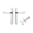 Door Lever Copenhagen Oval Latch Pair Polished Chrome H240xW40xP61mm Passage Kit Tube Latch Split Cam 'T' Striker Polished Chrome Backset 60mm in Polished Chrome