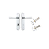 Door Lever Copenhagen Oval Privacy Pair Polished Chrome CTC85mm H240xW40xP61mm Inbuilt Privacy Kit Tube Latch Split Cam 'T' Striker Polished Chrome Backset 60mm, Privacy Bolt Round Bolt Polished Chrome Backset 60mm in Polished Chrome