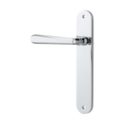 Door Lever Copenhagen Oval Latch Left Hand Fixed Polished Chrome L120xP57mm BPH240xW40mm in Polished Chrome