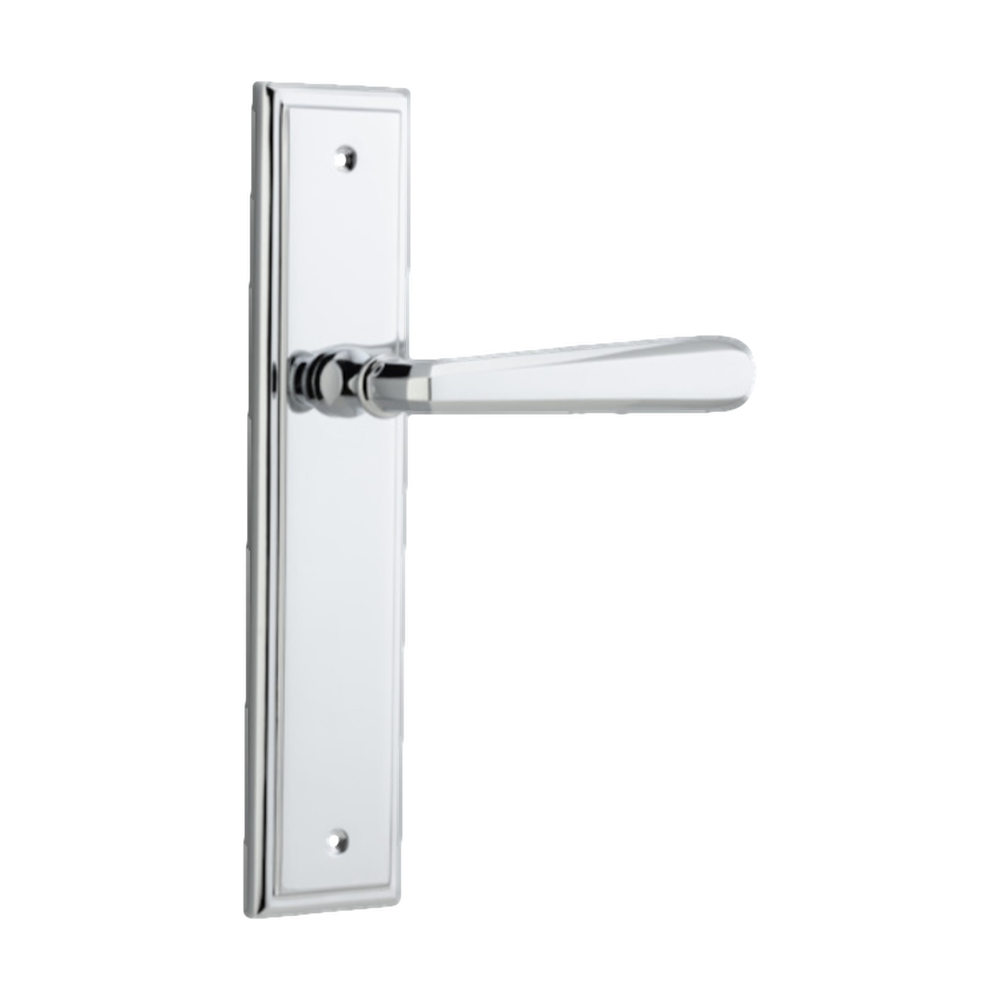 Door Lever Copenhagen Stepped Latch Pair Polished Chrome H237xW50xP61mm in Polished Chrome
