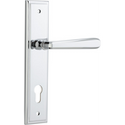 Door Lever Copenhagen Stepped Euro Pair Polished Chrome CTC85mm H237xW50xP61mm in Polished Chrome