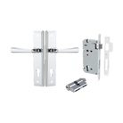 Pair of Iver Copenhagen lever handles on stepped backplates, showcasing sleek architectural hardware design.