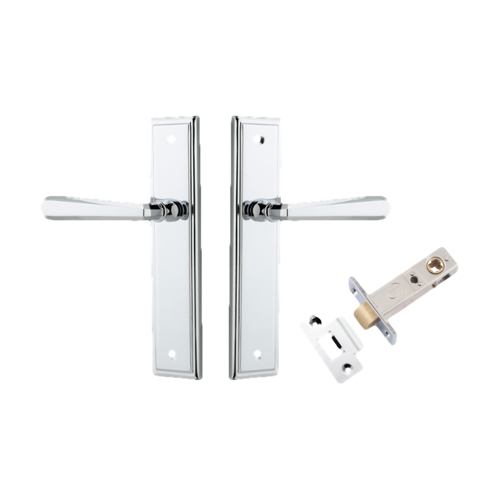Door Lever Copenhagen Stepped Latch Pair Polished Chrome H237xW50xP61mm Passage Kit Tube Latch Split Cam 'T' Striker Polished Chrome Backset 60mm in Polished Chrome
