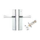 Pair of Iver Copenhagen lever door handles on stepped backplate, showcasing sleek architectural hardware design.