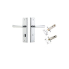 Door Lever Copenhagen Stepped Privacy Pair Polished Chrome CTC85mm H237xW50xP61mm Inbuilt Privacy Kit Tube Latch Split Cam 'T' Striker Polished Chrome Backset 60mm, Privacy Bolt Round Bolt Polished Chrome Backset 60mm in Polished Chrome