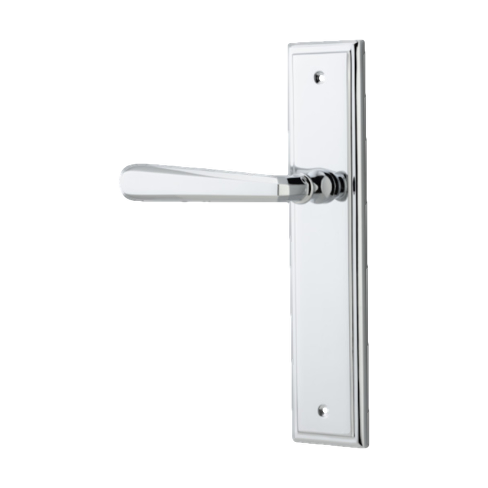 Door Lever Copenhagen Stepped Latch - Fixed Lever Left - Polished Chrome H237xW50xP61mm in Polished Chrome